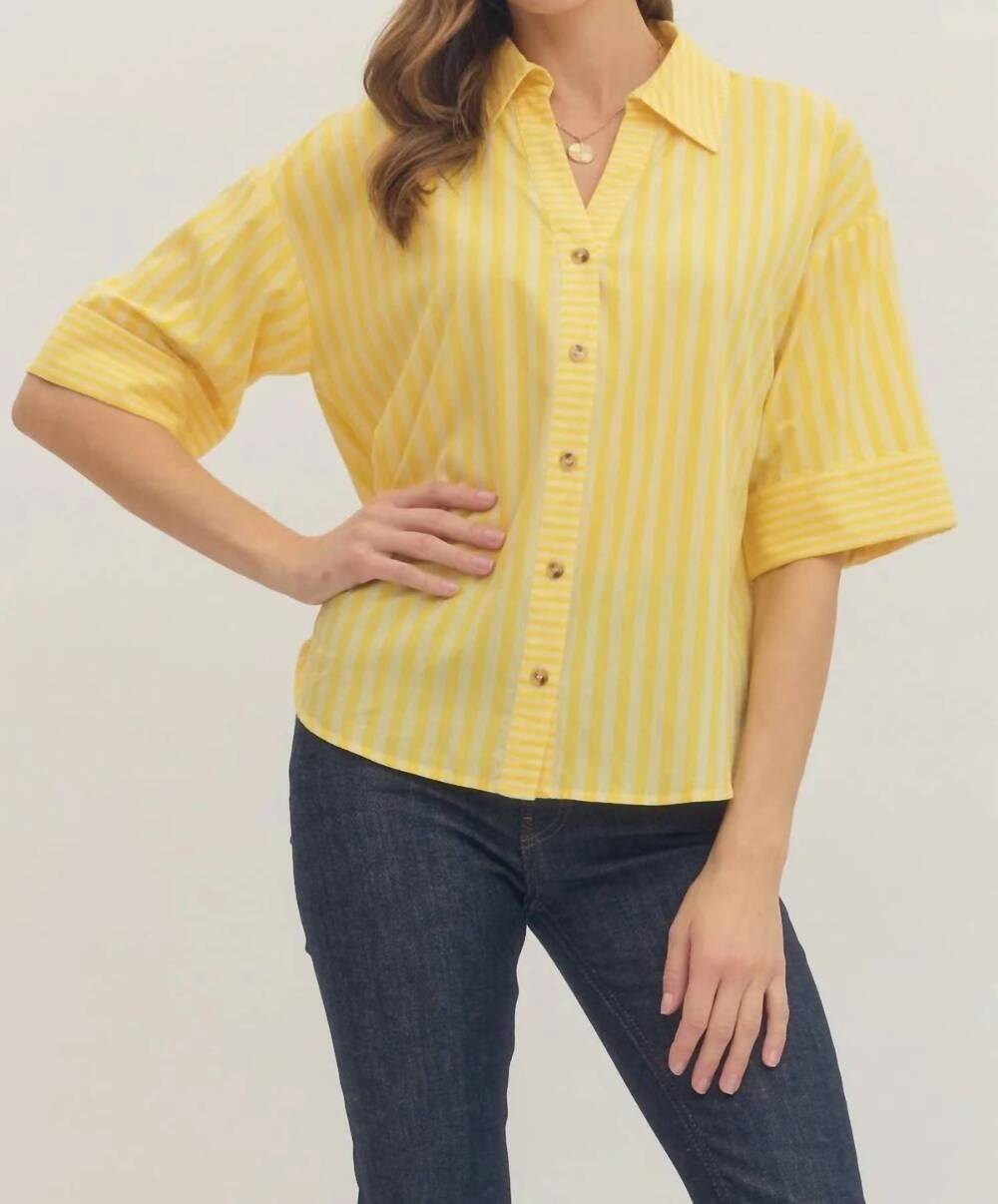 NEW ENTRO stripe top in yellow